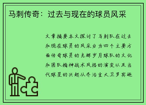 马刺传奇：过去与现在的球员风采